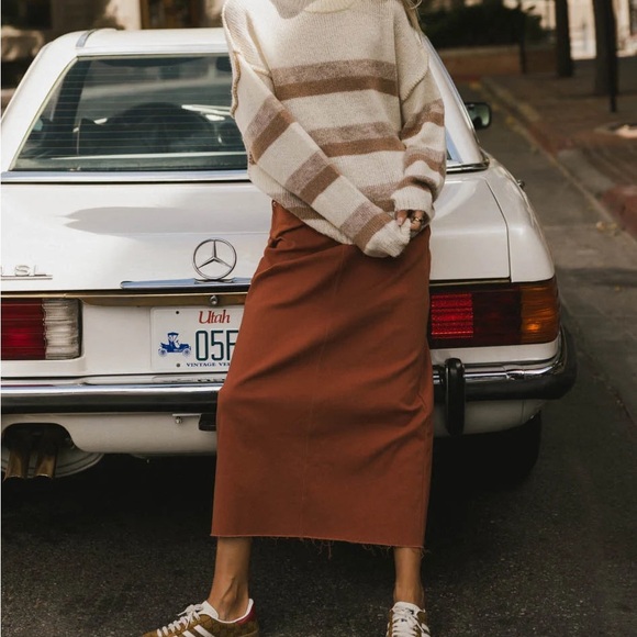 NWOT High Waisted Olive Green Express Midi Pencil Skirt size 6 - Picture 8 of 9